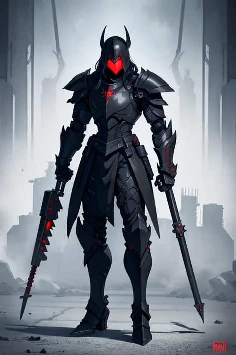 male, red eyes, robot, (((1boy))), (((black steel armor plating))), (black metal gauntlets), (black metal boots), (black metal helmet), shoulder mounted cannons, arm mounted machine guns