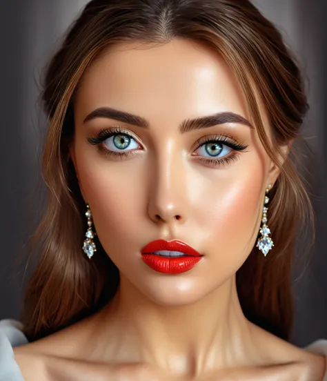 (masterpiece, best quality:1.2), 1woman, solo ((ultra realistic))), photo, best quality, trending on artstation, master piece, jewels in place of pupils, glossy lips, beautiful face portrait 8k 4k masterpiece photo analog style