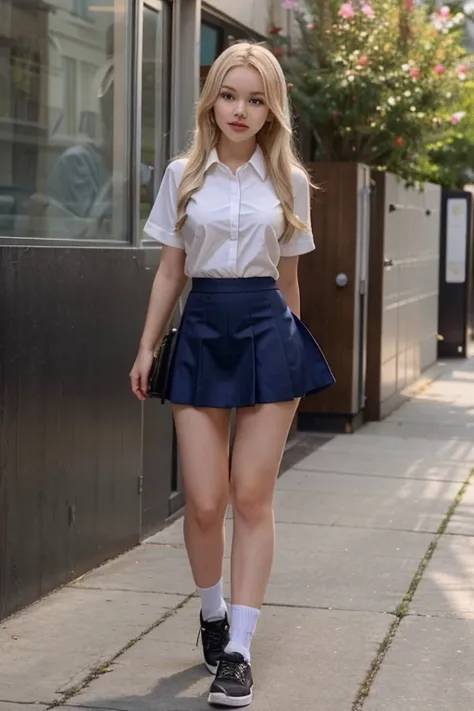 hot school girl wearing a short skirt, Dove Cameron