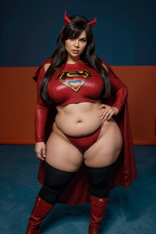 bbw superheroine is standing, full bod