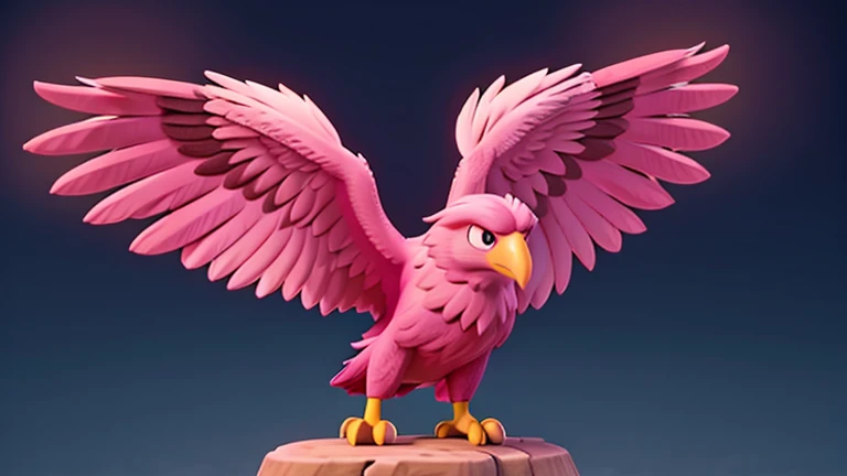 pink and black fire eagle with a volleyball disney animation style