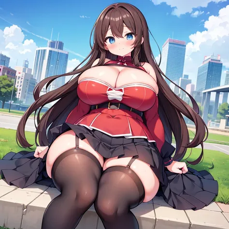 A Cute Overwhelmingly Sexy/Thick Young Girl, ((Extremely Excessively Plump)), Incredibly Overwhelmingly Huge Extremely Thick Thighs, (Incredibly Extremely Enormous Buttocks), (Overwhelmingly Large Breasts), (Long Dark-Brown Hair), Beautiful Blue Eyes, ((In...