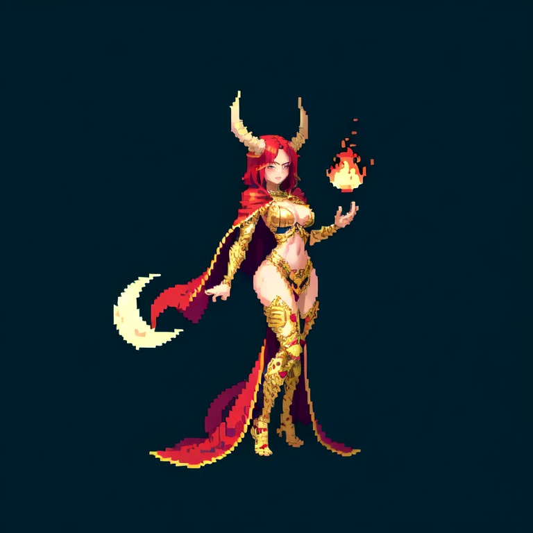 (masterpiece, top quality, best quality), pixel,pixel art,1women,demon queen,red cape,throne, full body, 
 