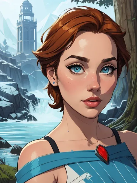 Personagem mulher estilo atompunk Fallout 4 Rainha Anna de Arendelle com marcas de guerras Imagem de desenho animado de uma mulher .Ilustra??o estilo desenho animado, estilo de arte dos desenhos animados, estilo de arte dos desenhos animados, digital illus...