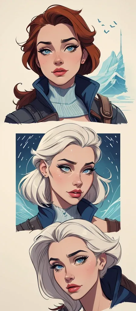 Personagem mulher estilo atompunk Fallout 4 Rainha Anna de Arendelle com marcas de guerras Imagem de desenho animado de uma mulher .Ilustra??o estilo desenho animado, estilo de arte dos desenhos animados, estilo de arte dos desenhos animados, digital illus...