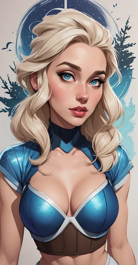 Personagem mulher estilo atompunk Fallout 4 Rainha Anna de Arendelle com marcas de guerras Imagem de desenho animado de uma mulher .Ilustra??o estilo desenho animado, estilo de arte dos desenhos animados, estilo de arte dos desenhos animados, digital illus...