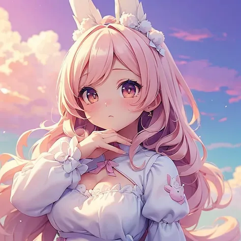 bunny morphing girl, fluffy, soft ((highest quality)), ( very detailed, best details, official art, beauty and aesthetics: 1.2),...