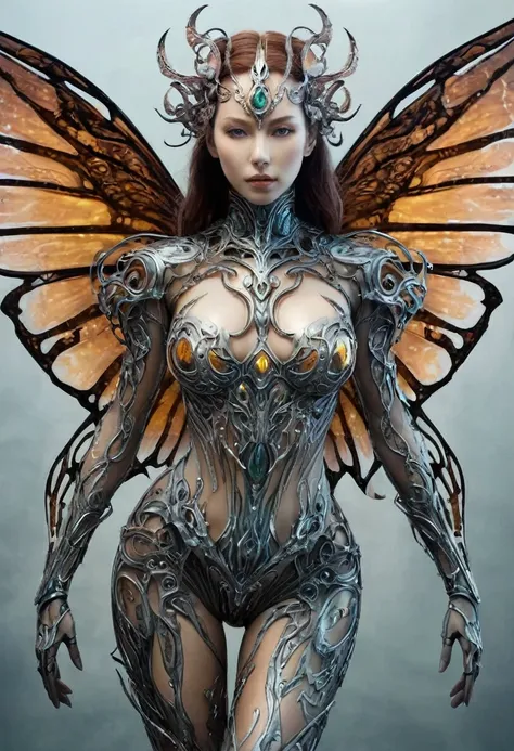 biomechanical style ultra detailed illustrations, phantom magical creatures, (translucent skin: 1.5), (with translucent body: 1....