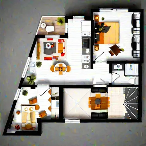 a drawing of a plan of a small apartment with a kitchen and living room, apartment design, architectural plan, floor plan, plan drawing, layout, flat 2 d, fancy apartment, house interior, architectural plans, single floor, architectural planning, building ...