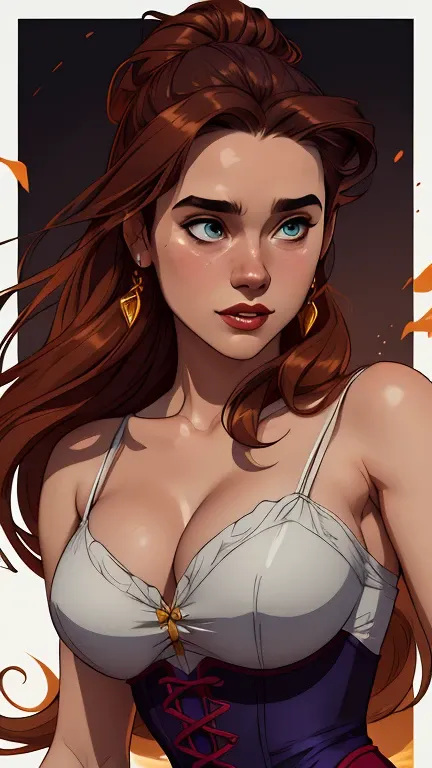 gta character style illustration and completely naked breasts showing a little fear breast size cartoon name: isabella cruz whit...