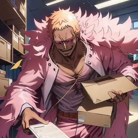 Doflamingo, the mover who carries cardboard boxes to the office