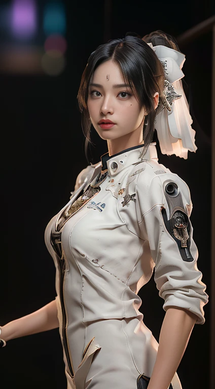 ((best quality)), ((masterpiece)), (detailed:1.4), 3d, an image of a beautiful cyberpunk female, space background, cinematic lig...