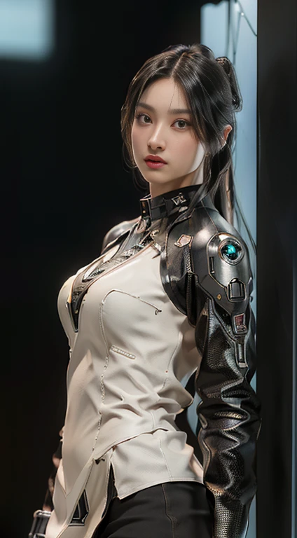 ((best quality)), ((masterpiece)), (detailed:1.4), 3d, an image of a beautiful cyberpunk female, space background, cinematic lig...