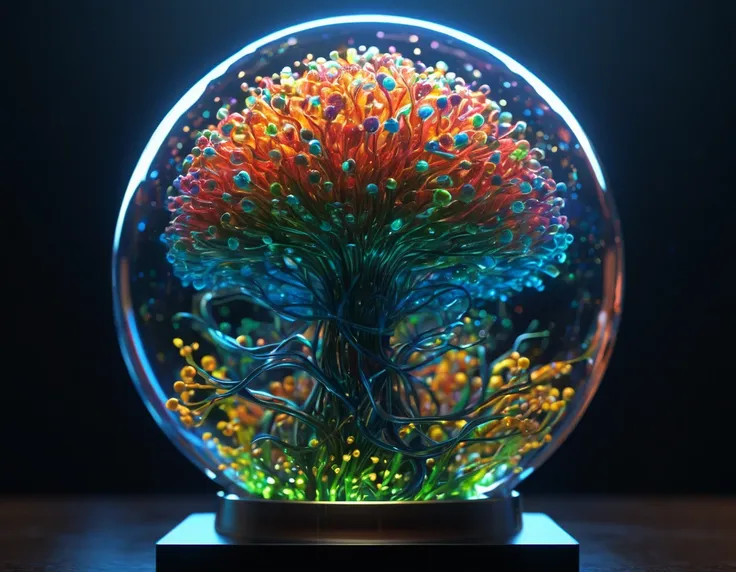 neural engine bio diversity lighting ball, brain neuralism, floating, expanding growing absorbing light, intricate object form,v...