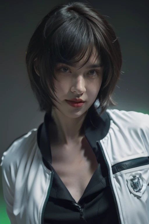 tmasterpiece,Best quality,A high resolution,8K,(Portrait photograph:1.5),(ROriginal photo),real photograph,digital photography,(Combination of cyberpunk and fantasy style),(Female soldier),20 year old girl,random hair style,By bangs,(Red eyeigchest, access...