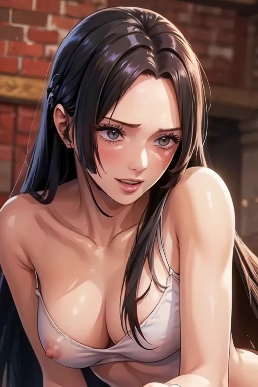 (((masterpiece))), (((best quality))), ((ultra-detailed)), (highly detailed CG illustration), Boa Hancock, (nsfw:1.4), (masterpiece:1.5), Detailed Photo, Smiling, Sexy, (Best Quality: 1.4), (1girl), Beautiful Face, (Black Hair, long Hair: 1.3), Beautiful H...