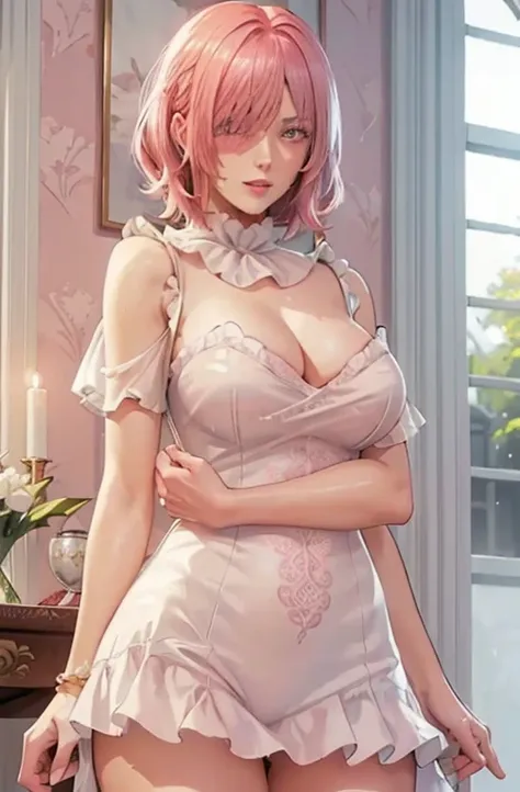 (((masterpiece))), (((best quality))), ((ultra-detailed)), (highly detailed CG illustration), vinsmoke reiju, , (masterpiece:1.5), Detailed Photo, Sexy, (Best Quality: 1.4), (1girl), Beautiful Face, (Pink Hair, short Hair: 1.3), Beautiful Hairstyle, beauti...