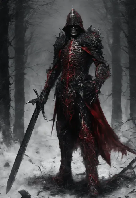 Dark army with red sword，Crown，Red Cape，