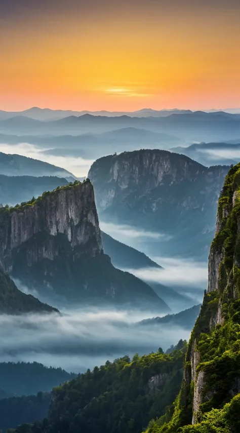 Masterpiece, ultimate quality, Cg unity 8k wallpaper, super delicate, beautiful sky and clouds, rich natural scenery, cliffs, lakes and rivers, waterfalls and flying water, beautiful green mountains, no trace of people, excellent scenery, has already won a...