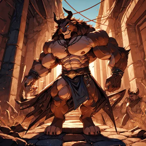 a photorealistic image of the beast from the movie beauty and the beast, super muscular giant, with muscular arms, broad shoulde...