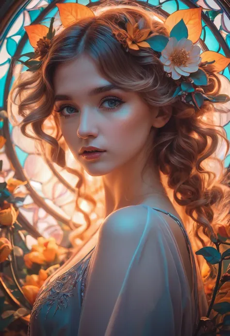 girl, by Brandon Woelfel and Alphonse Mucha, best quality, masterpiece, very aesthetic, perfect composition, intricate details, ultra-detailed