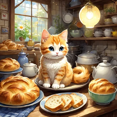 cutean illustration,catハウス,catの親子:animal:cute:cooking time:looks happy,an illustration,pop,優しいcolor,豊富なcolor,colorfulに,color,dim...