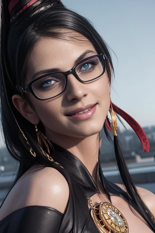 score_9, score_8_up, score_7_up, score_6_up, score_5_up, 1girl, bayonetta, 1girl, solo, long hair, looking at viewer, smile, sho...