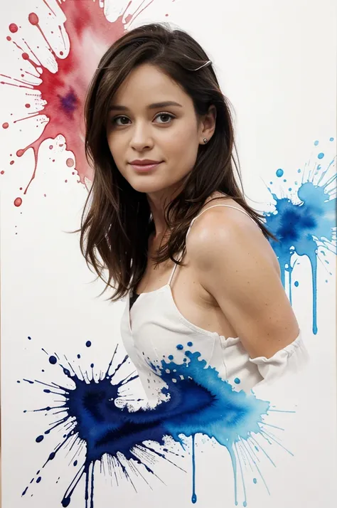 realistic photo of RobinTunney, ink splash, colorful, watercolor