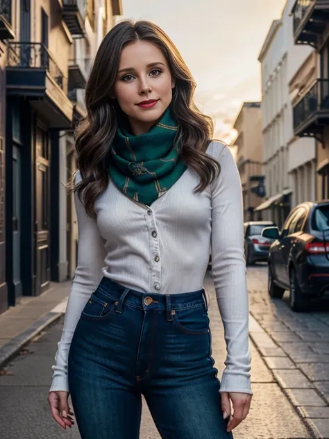 Kristen Bell、(masterpiece:1.0), (Highest_quality:1.2), (Dark Shot:1.3), Classic Rogue, 1991 Rogue X-Men, 1 girl, Only 1, Head to Toe, standing on street corner, Elegant pose, (clothing: 茶colorの冬用コート, 茶colorのフード, Down lining, White scarf, gloves, jeans) Med...