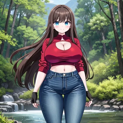 A Beautiful Incredibly Thick Girl, (18 years-old), with (Lush, Long Dark-Brown Hair), (Big Beautiful Blue Eyes), (Excessively Extremely Overinflated Breasts), (Excessively Ridiculously Unreasonably Big Breasted), super Wide hips, muscular, and has a Very A...