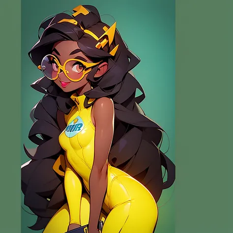 a picture of a girl with glasses holding a book, as a pixar character, black jesus, no watermark signature, beautiful university girl, yellow skin, inspired by Paul Mavrides, hyperrealistic full figure, long curly brown hair, telegram sticker, christianism...