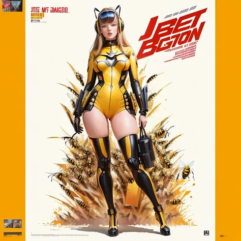 a poster for Intrusion of the bee girls, John Maggs, Art by Roy Dalgarno, based on bumblebee, 1 9 7 0 SFmovie, movie, Intrusion, Album cover, (bee), [ movieのような, music Album cover, made of bees, movieアートワーク, Official artwork, bees, crimson - 女 army behind,...