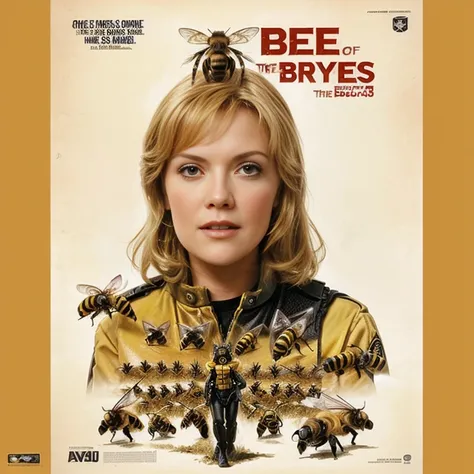 a poster for Intrusion of the bee girls, John Maggs, Art by Roy Dalgarno, based on bumblebee, 1 9 7 0 SFmovie, movie, Intrusion, Album cover, (bee), [ movieのような, music Album cover, made of bees, movieアートワーク, Official artwork, bees, crimson - 女 army behind,...