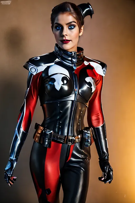 harley quinn TRON costume sexy clothes transparent. professionally retouched, soft lighting, realistic, smooth face, perfect eyes, sharp focus on eyes, 8 k, high definition, insanely detailed, intricate, elegant. in a natural background.female_service_cap ...