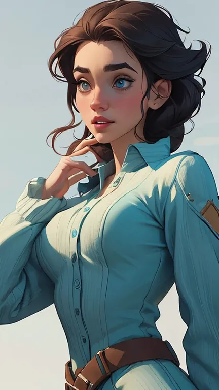 Personagem feminina armada com um .38 em estilo ocidental atompunk Fallout 4 Jennifer Connelly le com cicatrizes de guerra Imagem de desenho animado de uma mulher .Ilustra??o estilo desenho animado, estilo de arte dos desenhos animados, estilo de arte dos ...