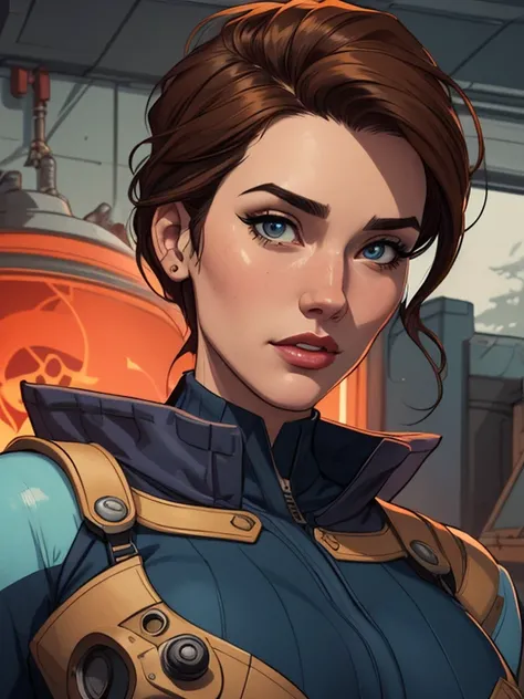 Personagem feminina armada com um .38 em estilo ocidental atompunk Fallout 4 Jennifer Connelly le com cicatrizes de guerra Imagem de desenho animado de uma mulher .Ilustra??o estilo desenho animado, estilo de arte dos desenhos animados, estilo de arte dos ...