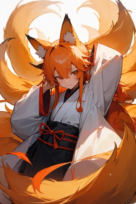 Fox Ears、Nine-Tailed Fox、Trying to cover his ears、Panic、Awawa、I&#39;m in a hurry、I should have hidden it.、cute、Pink gradient long hair、yukata、Festivals