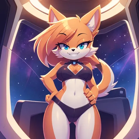 score_9, score_8_up, score_7_upKatt monroe, furry, in spaceship, standing, wink, seductive smile, hands on own hips