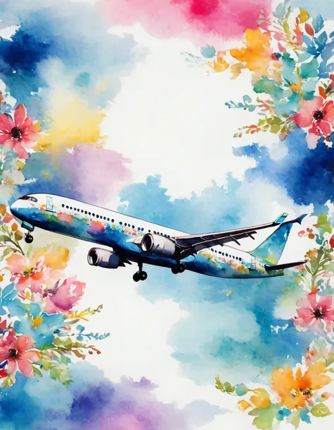 watercolor pattern airliner