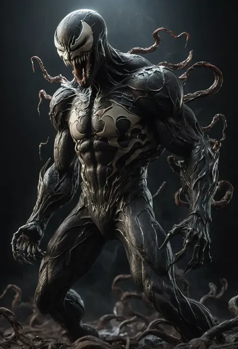 masterpiece. full height, best quality. venom, ultra-detailed, absurdity, particles, horror theme, internet horror_eldritch_abom...