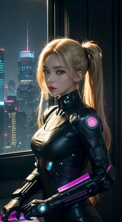 Best image quality, masterpiece, Ultra-high resolution, (Faithfulness:1.4), photograph,  movie, ((Cyberpunk characters)), Cyber Costume, Futuristic, ((受賞歴のある超リアルなphotograph))，（Hyper Detail），（Intricate details），（High resolution CGI artwork 8k），beautiful gir...