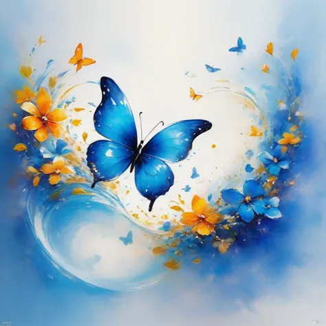 Produced by ais-rcn，8k Photo，letter，Like many blue butterflies，Dancing with the Pen，Transform ideas into beautiful works of art，Flexible，Side light，paint