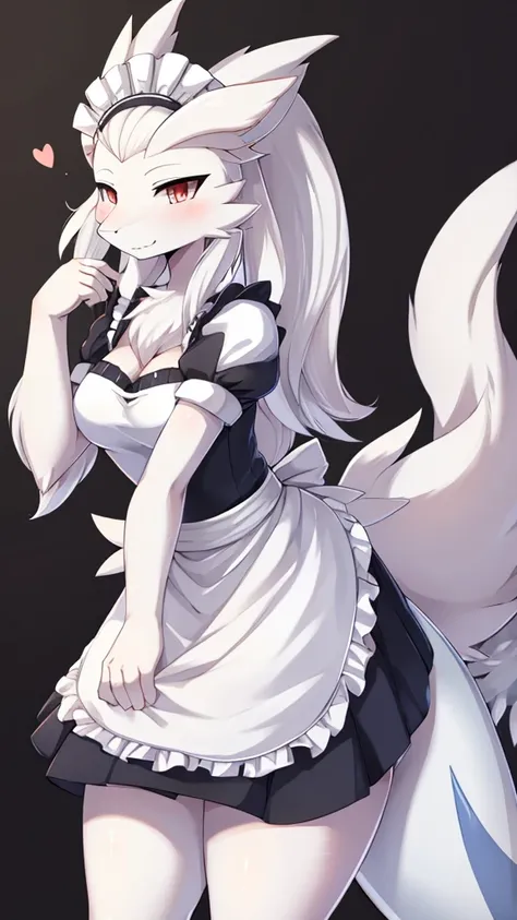 Reshiram,furry,Shark tail,Mo is cute.,Bust 87,Waist 57,Thigh 85,very good,Good resolution,Wear a maid&#39;s outfit.,Sweating,good shadow details,shade,Passionate mood,sexy body