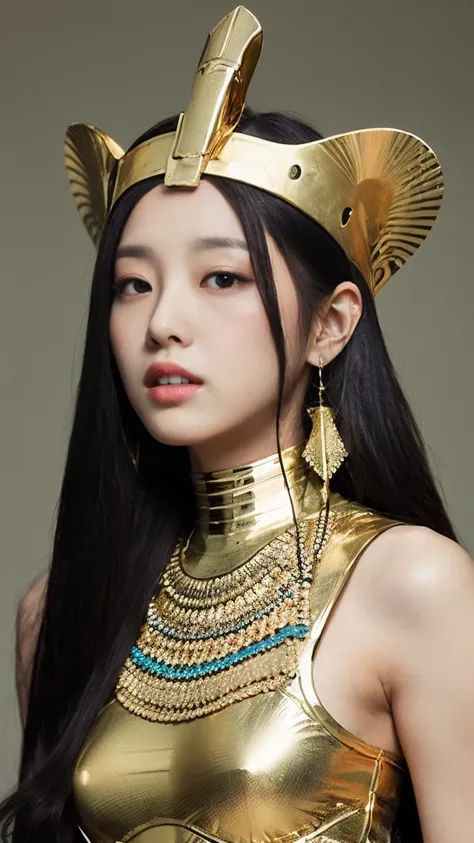 Egyptian Pharaoh、See-through、It&#39;s digging in、I&#39;m not wearing anything underneath、Full Body Shot、20th Ayaka、NiziU AYAKA、 ４Ｋ、１People Women、slender、 Loose, wavy styling 、Fascinating and attractive、Including the texture of the face and skin.，Detailed e...