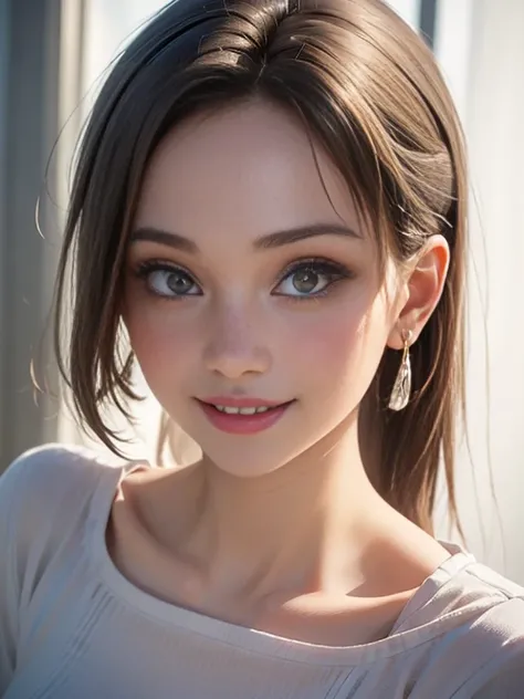 (best quality, 8k, photorealistic:1.5), (solo, one girl:1.5),(shine a bright light on women),(ultimate beautiful girl),(shiny skin),(oily skin),(Silver Ash Hair:1.3),(long hair:1.3),(cool beauty:1.5),(Blush brown makeup),(use pink glossy lipstick),(big bea...