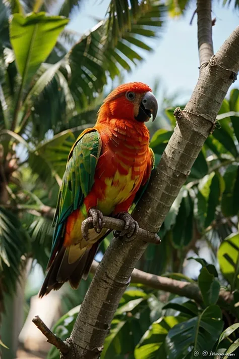 small parrot with beautiful colors on the verge of extinction