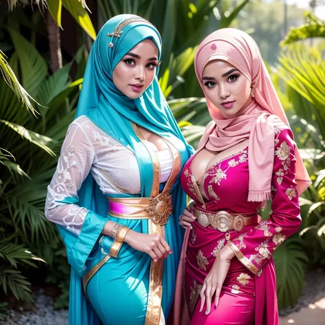 big breast, malay, The whole body consists of a young girl with hijab bikinis Kimono, Eye makeup, 38 year old, Cat ears, Soft lighting, groups, Wear shabby clothes, Dirty, red futuristic military uniform, Cats paw badge, Pose, spot color, rendering by octa...