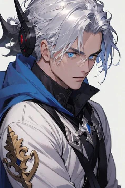 realisticlying，（best qualtiy，tmasterpiece：1.3），Delicate eyes and delicate face，Single mature male，Tall muscular man，silber hair，eBlue eyes，silver beard，Ornn is a tall man、muscular white male。His silver hair and deep blue eyes make him stand out from the cr...