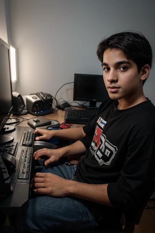 fot de menino gamer no computador 1024 x 576 pixels nesse tamanho