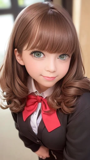 ((Tabletop, highest quality, High resolution, Hmph, Perfect Pixel, Written boundary depth, 4K, Hmph, Hmph))), 1 girl, single, alone, Beautiful Anime Girls, Beautiful art style,, ((Long Hair, bangs, Dark brown hair, Curly Hair:0.8)), ((Green Eyes:1.4、Realis...